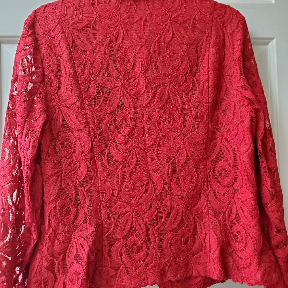 GLAMOROUS RED LACE JACKET - Picture 9 of 11